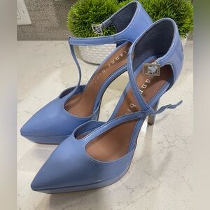 Blue T-Strap Heels